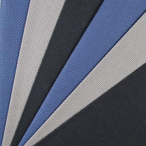 Image of KCS 6 pc of 12 inch x 18 inch(30cmx45cm) 14CT Counted Cotton Aida Cloth Cross Stitch Fabric (Navy Blue+Dark Grey+Black)