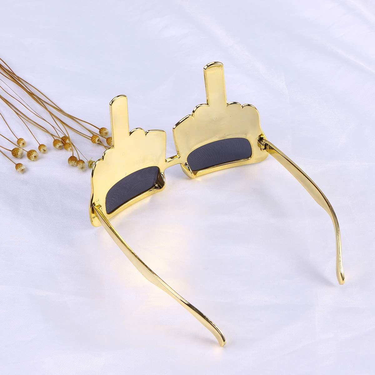 SquarezhenBo Golden Party Sunglasses with Finger Novelty Funny Eyeglasses for Halloween Masquerade Party Props Party Headwear - Image 4