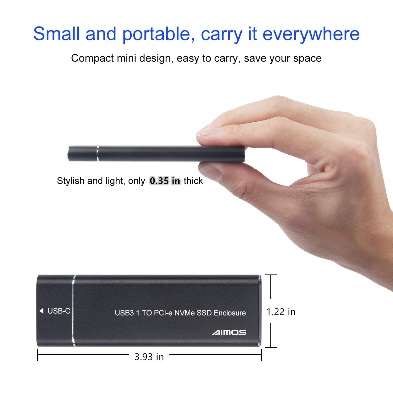 M.2 Nvme Ssd Enclosure External, Portable External Hard Disk Driver, Usb 3.1 Gen 2 thumbnail 3