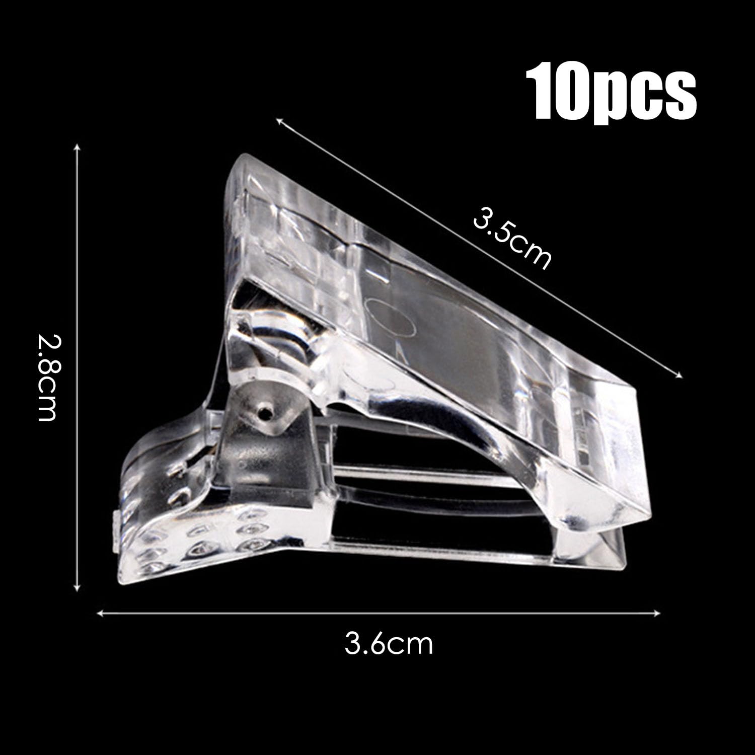 10 Pcs Pinces Ongles Transparentes, Pinces à Ongles en Gel, Clip à Ongles Cristal pour les Extensions d'Ongles et la Manucure (Blanc)