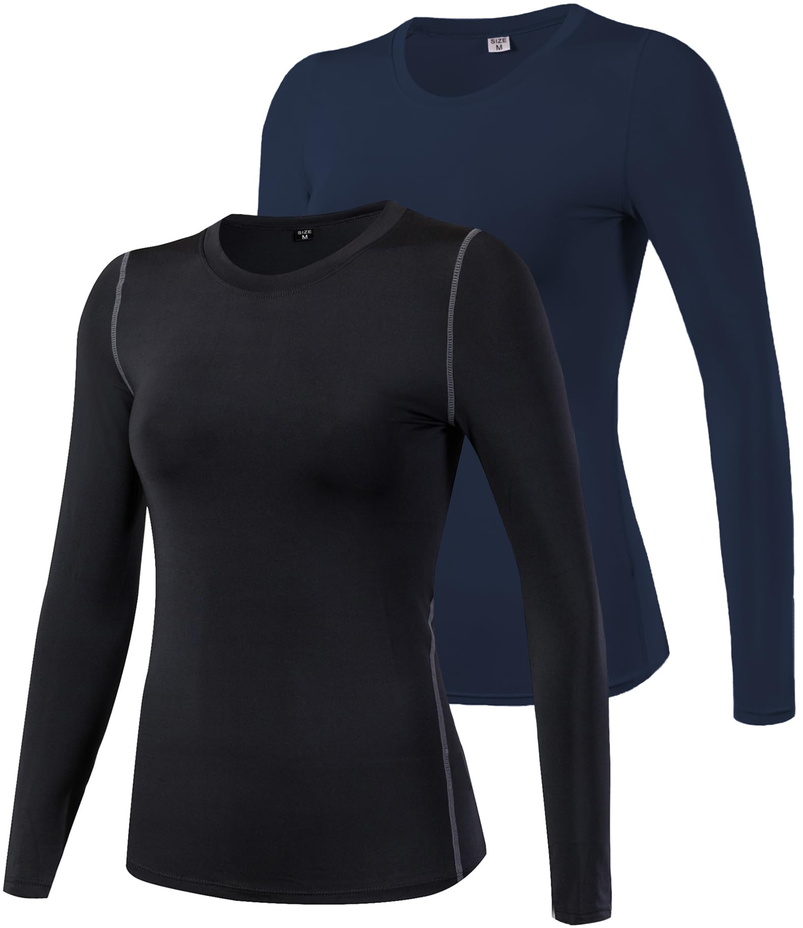 2/3 Pack Women's Long Sleeve Shirts UPF 50+ Sun Protection Compression Shirts Dry-Fit Athletic T-Shirts Gym Running Tops