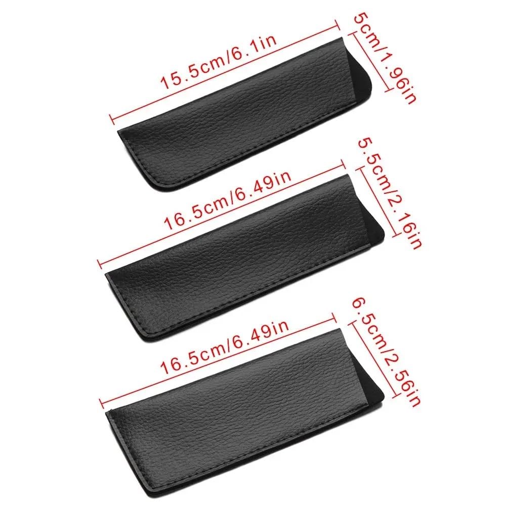 2/4 bolsas de cuero suave para gafas de lectura, impermeables, sólidas, bolsas de almacenamiento simples para gafas de sol (negro, 16 x 5,5 cm, 4 piezas), Negro-16x5.5cm, Talla única