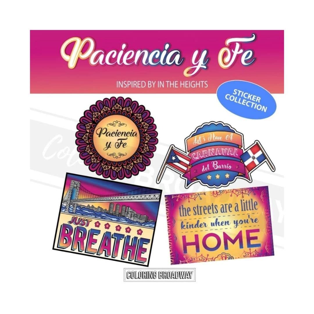 Autocollants In The Heights Paciencia y fe lot de 4 stickers vinyle à colorier de 7,6 cm