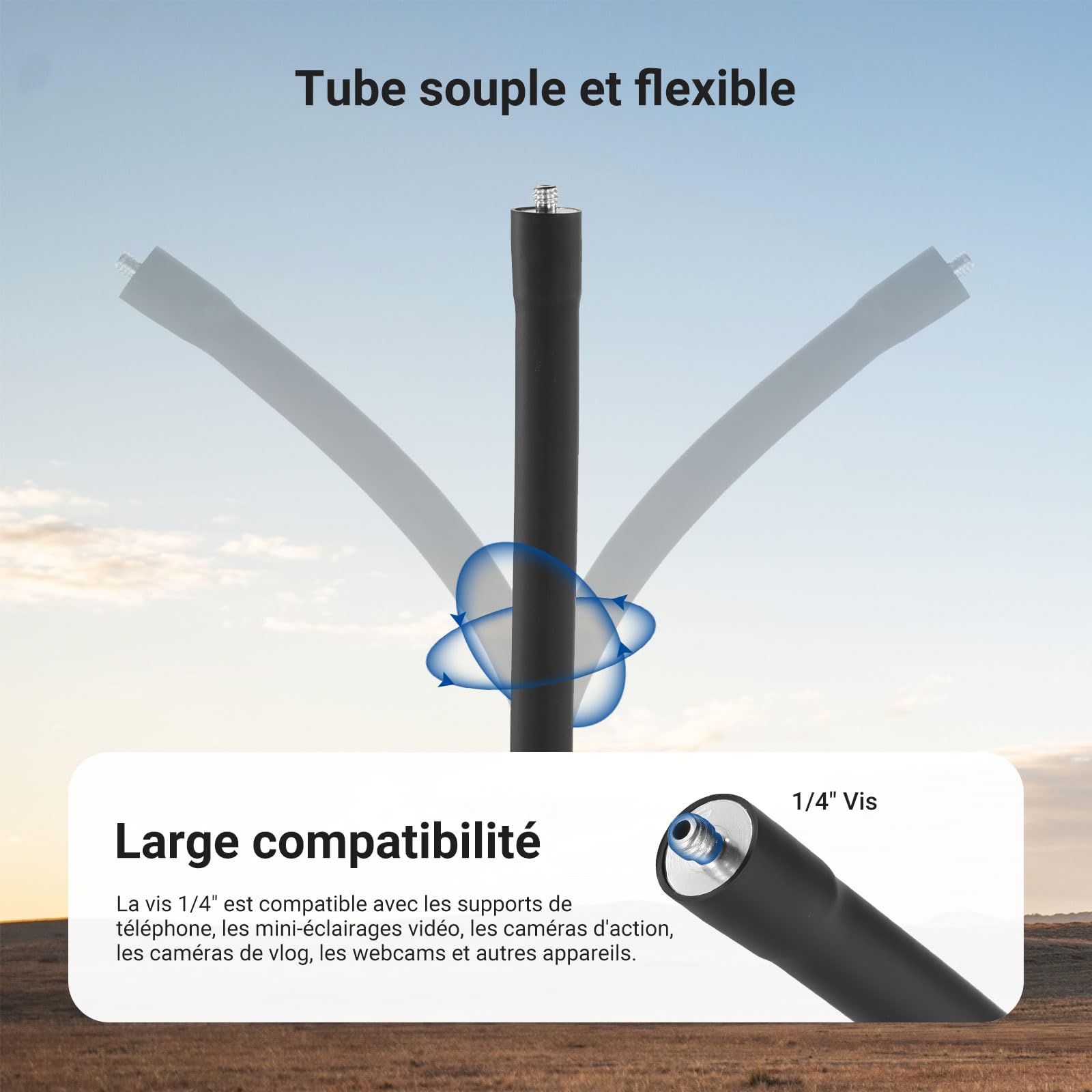 NEEWER Support microphone de table avec bras flexible, support micro de bureau réglable avec clip et adaptateur 1/4" à 5/8" compatible avec Shure Razer Seiren Mini Audio Technica AT2020, MS042