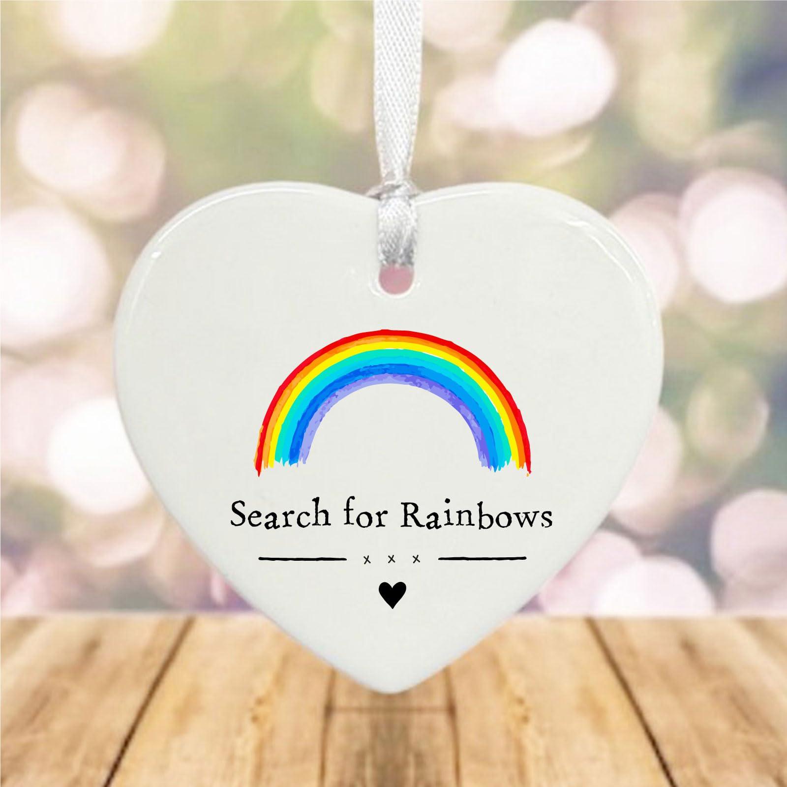 Luck And Luck White Personalised Porcelain Rainbow Heart, Ceramic Keepsake Gift, Friendship For Friends, Hope Love