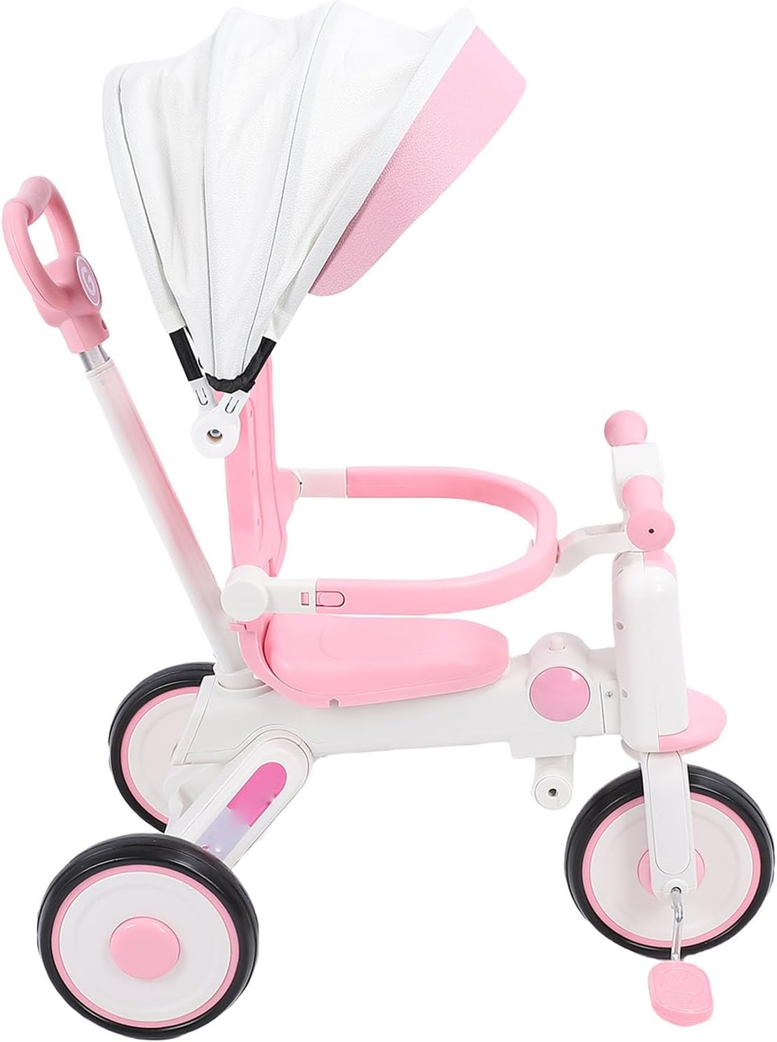 Baby Tricycle Push Handle Toddler Trike with Adjustable Height Removable Footrest Enlarged EVA Wheels for 18 Months to 5 Years Boys Girls (Roseate)