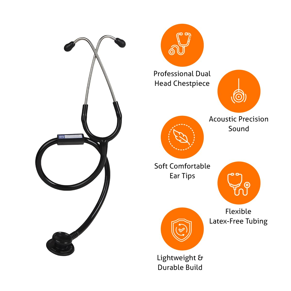 BPL Medical Technologies ST-01 DIA Cast Adult Chest Piece Stethoscope|High Acoustic Level, Versatile Chestpiece for Adult & Pediatric Use|Medical Instrument for Auscultation - Black