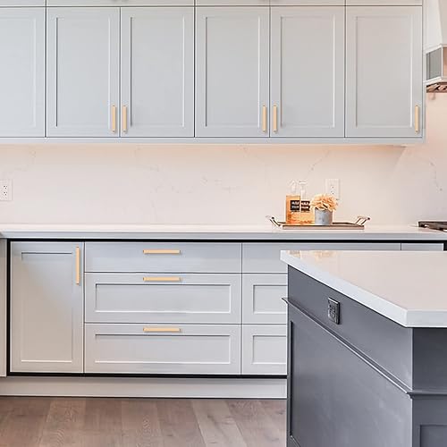 Miniatura 5 de Amerdeco Paquete de 10 tiradores de bronce champán para gabinetes, 3.75 pulgadas (3.780 in) con agujeros centrales, manijas de gabinetes de cocina,