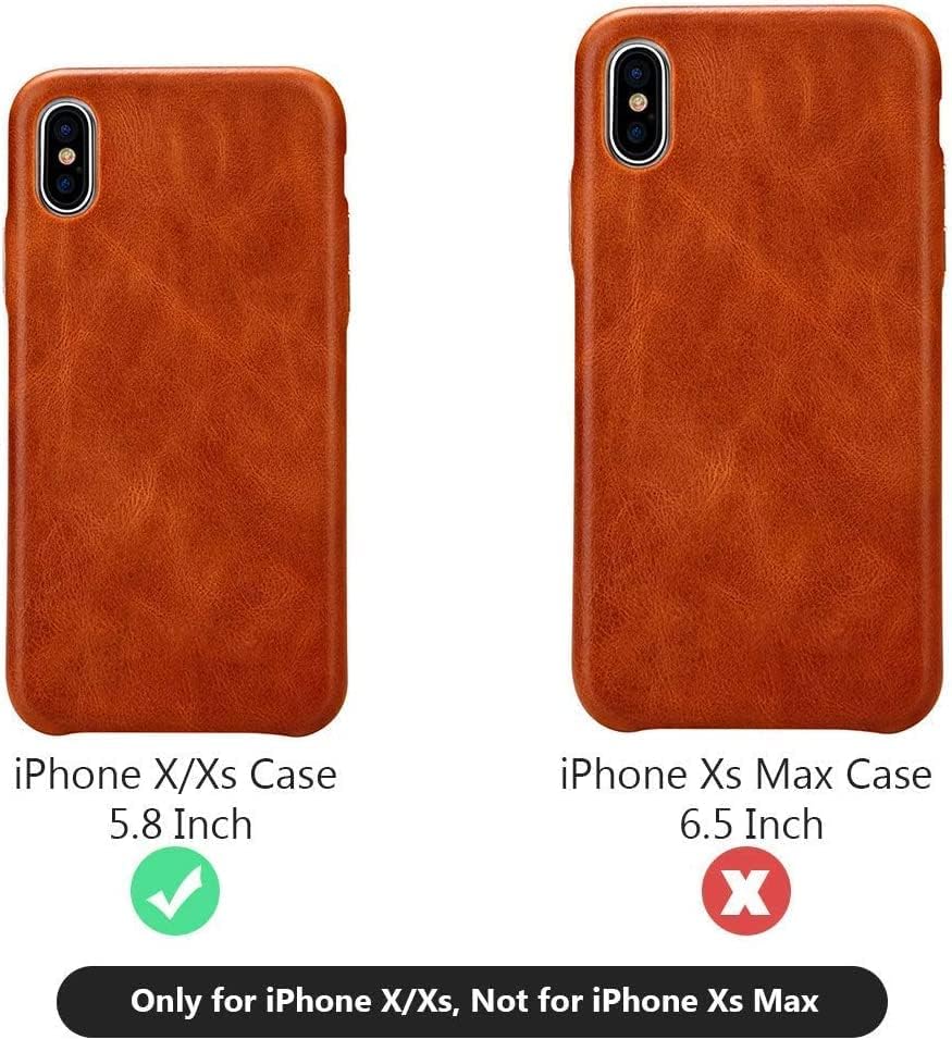 Miniatura 9 de TOOVREN Funda protectora de cuero para iPhone X, ultrafina, vintage, antideslizante, cubierta trasera dura para iPhone X10 5.8 pulgadas, marrón