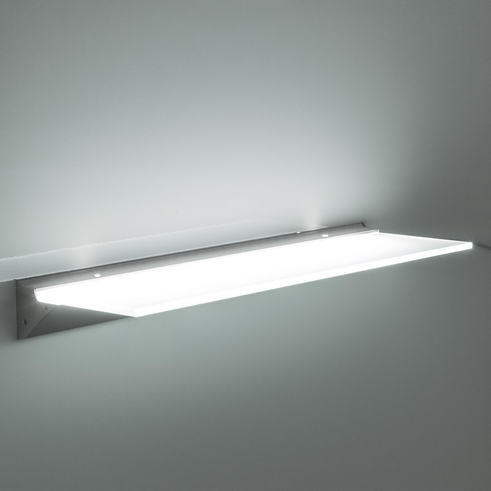 SO-TECH Mensola Illuminata A LED SARA | Vetro E Alluminio 45cm | Luce Bianco Neutro 4000K