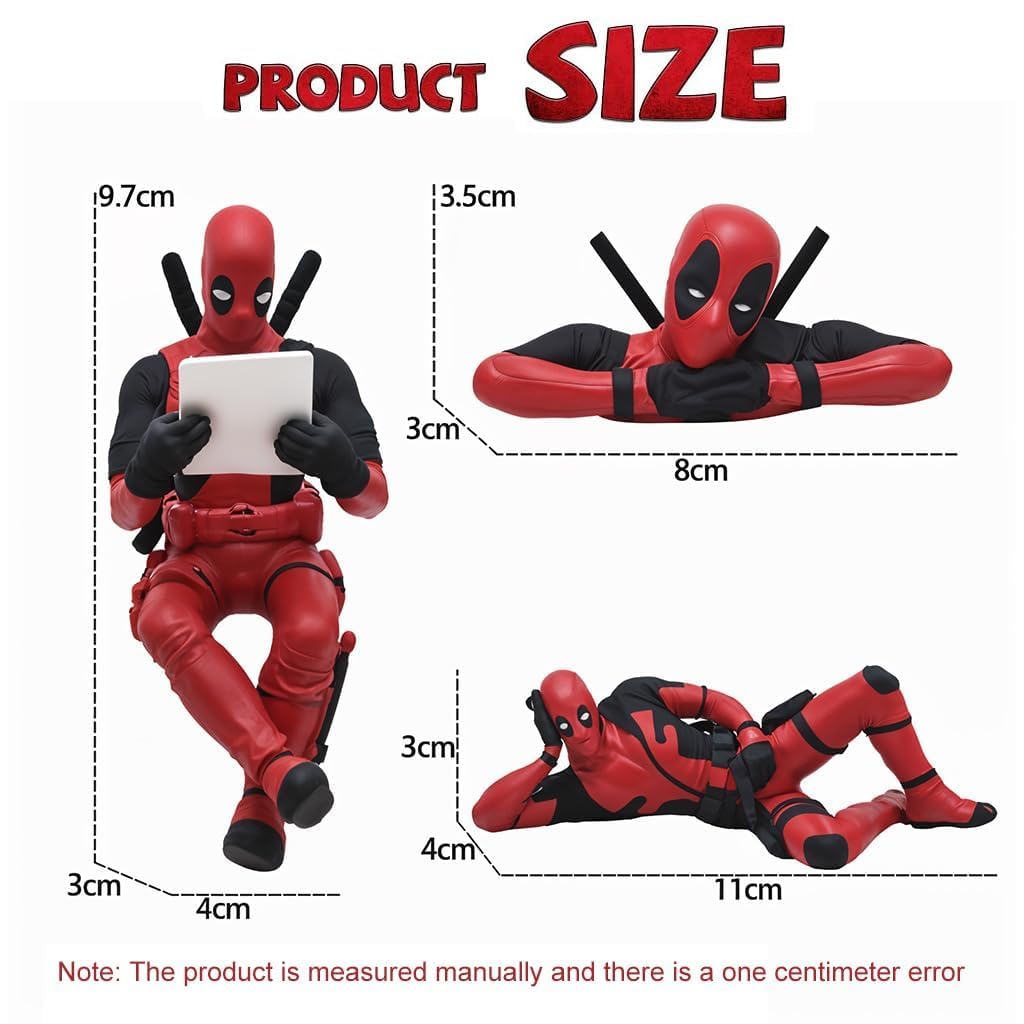 QAWACHH Deadpool Dashboard Action Figure PVC Model with Movable Joints for Office Desk, Home Decor, Unique Decoration for Car Interiors Universal 3PC 2