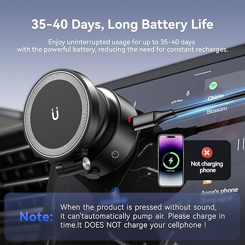 Miniatura 3 de Soporte de teléfono eléctrico con succión al vacío, soporte magnético para teléfono de rotación de 360 para automóvil, plegable, fuerte succión