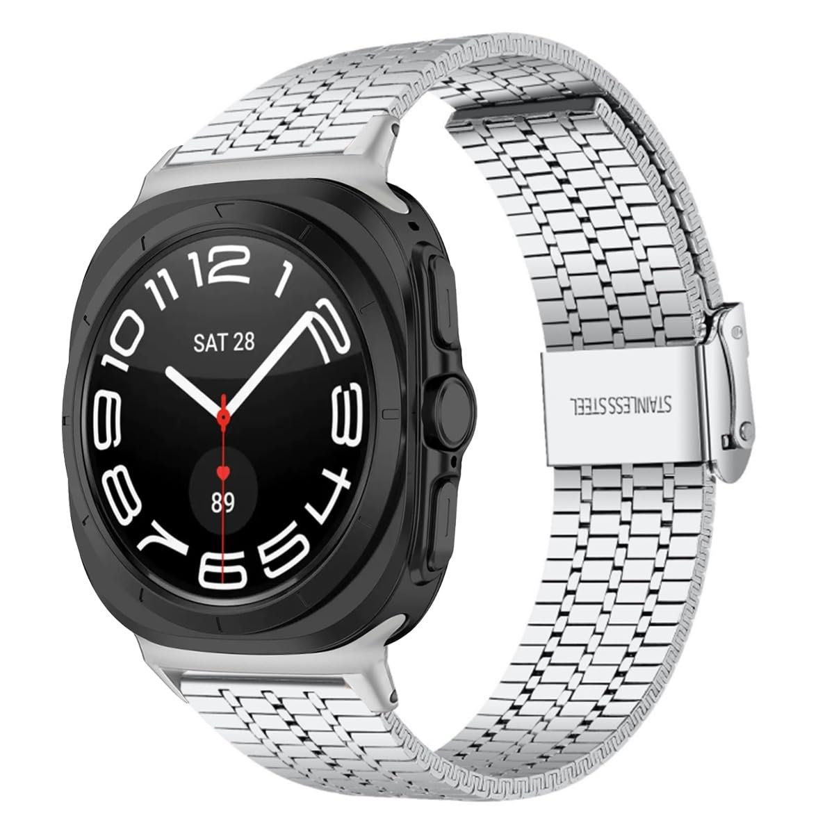 Correa de acero inoxidable para Galaxy Watch Ultra 47mm pulsera de negocios ajustable unisex 3