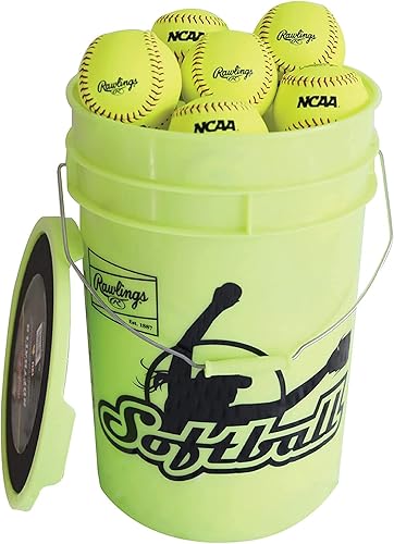 Rawlings Bucket of 18 Practice Softballs Ages 12U 12" Synthetic Cover