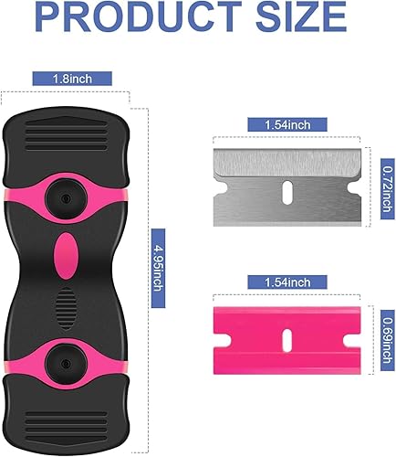 Miniatura 3 de Raspador de hoja de afeitar, herramienta de raspado de doble filo con 10 cuchillas de afeitar, raspador de pintura para vidrio, calcomanías, tinte,