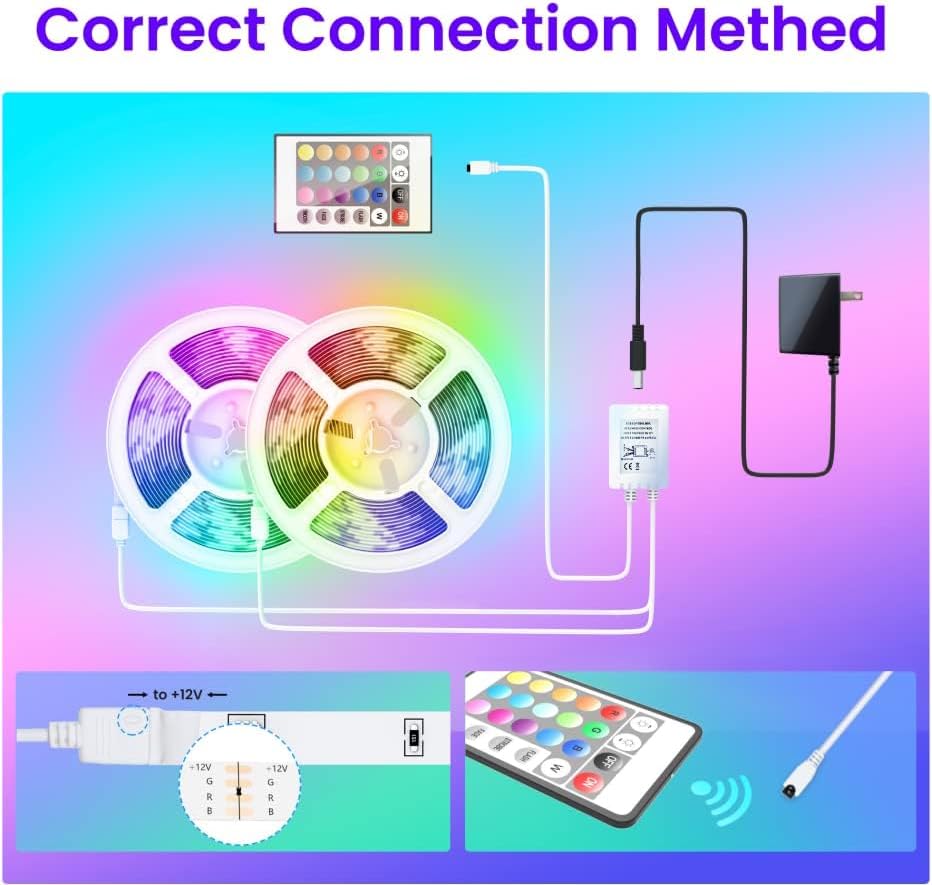 Miniatura 9 de GUPUP Luces LED WiFi de 50 pies, tira de luces LED controladas por aplicación inteligente, compatible con dispositivos Alexa y Google Assistant,