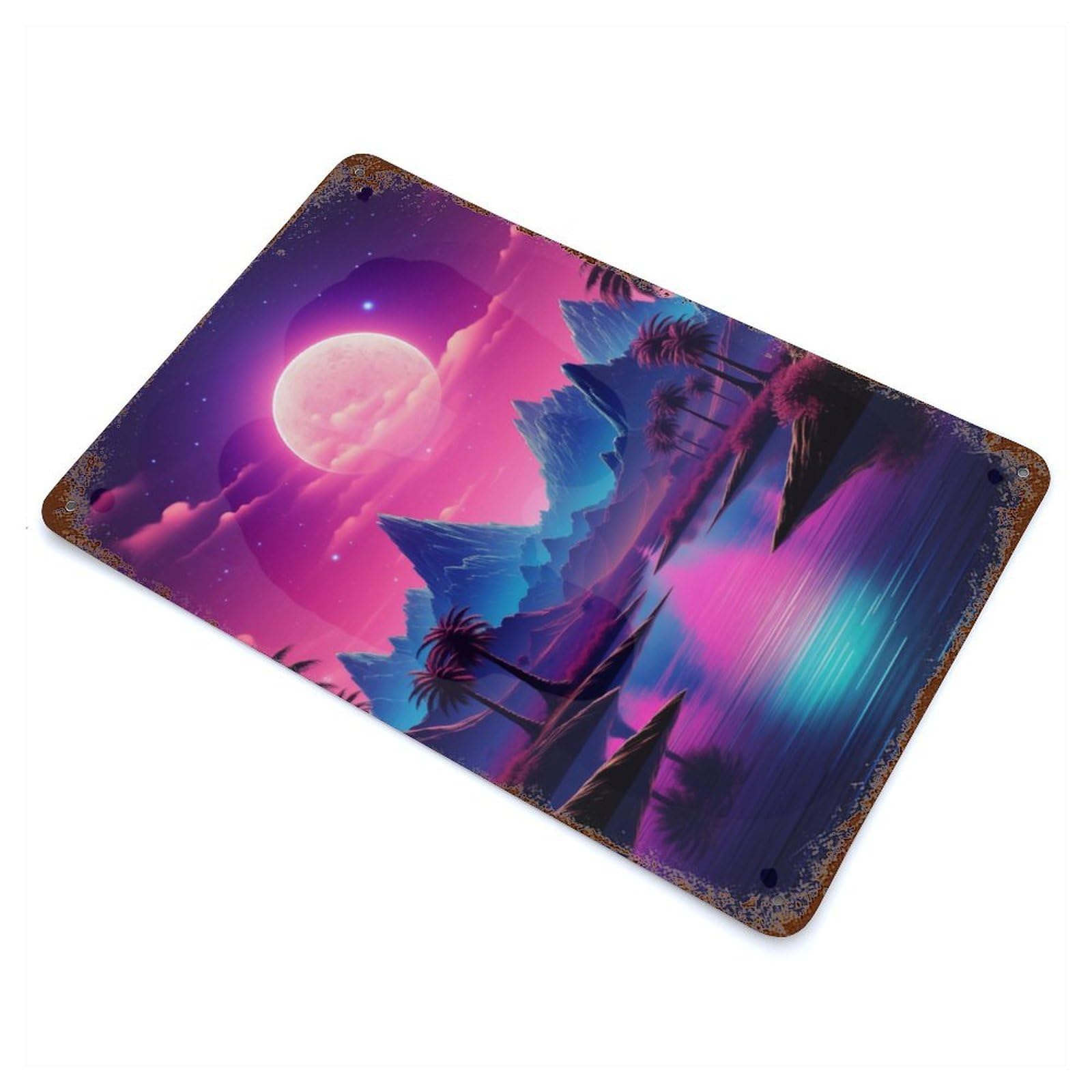 Dreamy Synthwave Serenity Vintage Metal Tin Sign 11.8"x7.9", Ideal for Cafe, Home Bar And Lounge Decor