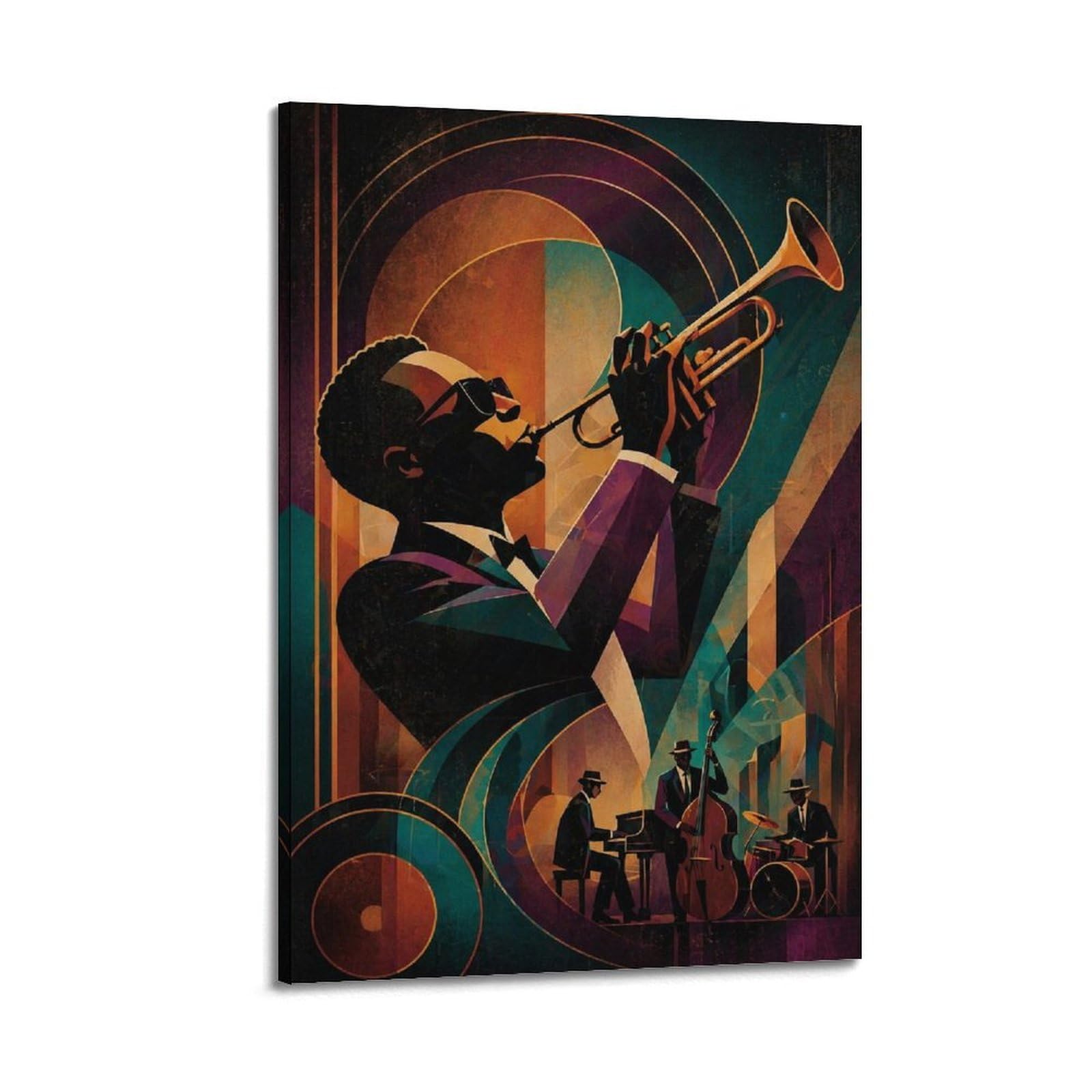 XKUGA Vintage Harlem Music Poster Jazz Legendary Trumpeter Modern Decorative Canvas Prints - Ideal Wall Art for Family, Man Cave, Game Room, Boys & Girls Bedroom 24x36inch(60x90cm)