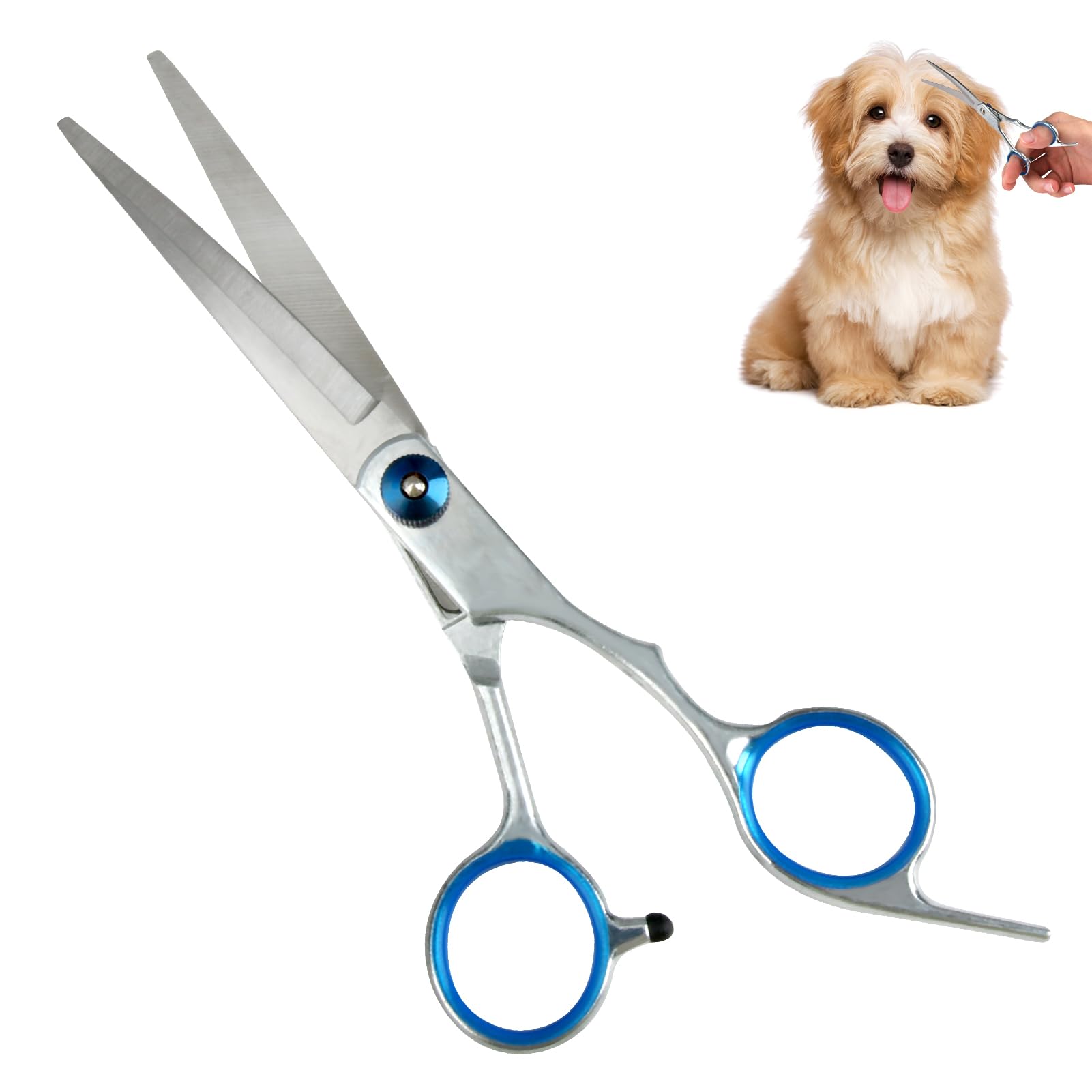 Tijeras para Perros, Tijeras Peluqueria Canina Profesional, Tijeras para Adelgazar el Pelo de Mascotas de Acero Inoxidable, Tijeras Curvas para Perros, Gatos y Mascotas, Aseo Mascotas