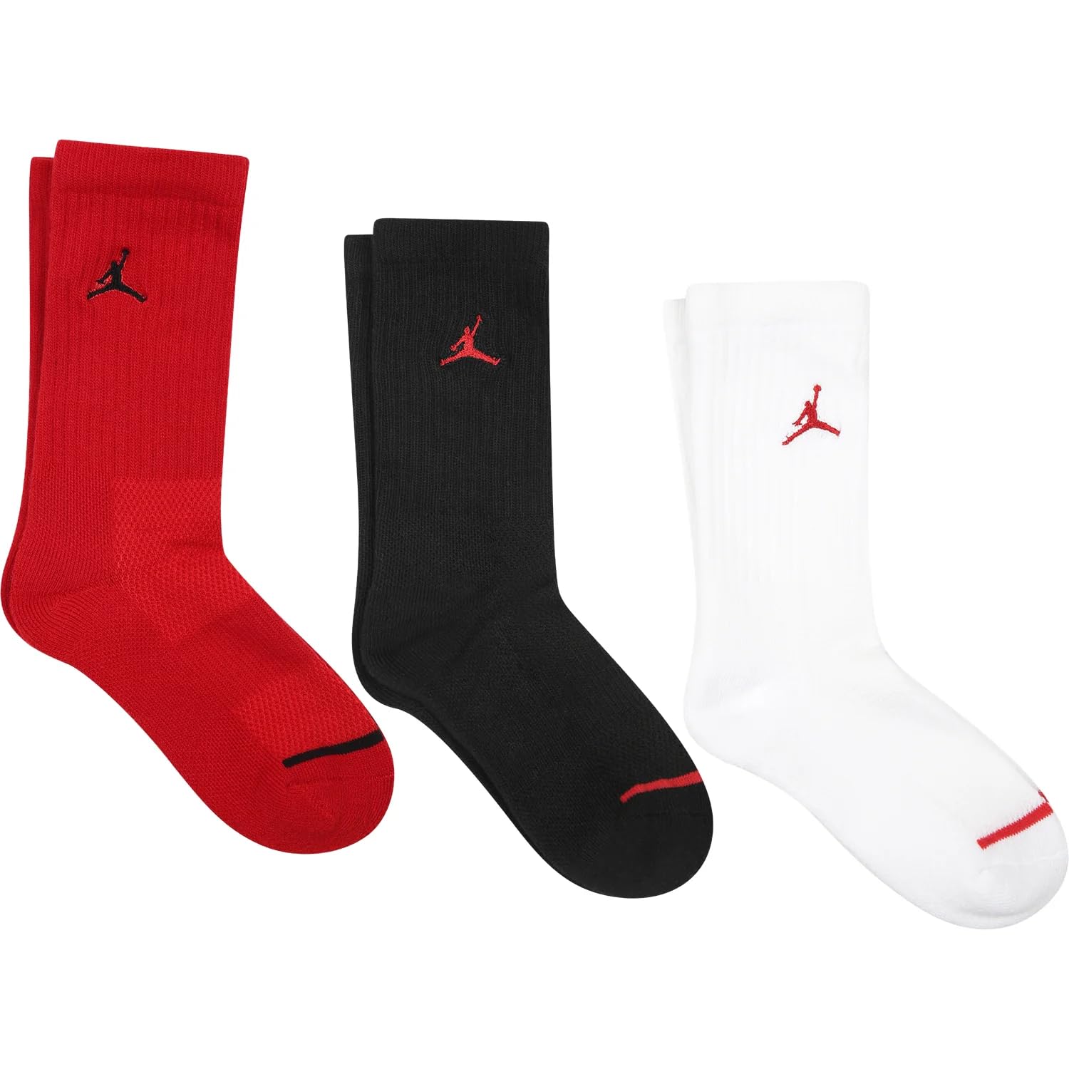 Jordan Kids Jumpman Crew Socks, Gym Red, 5/7 Years