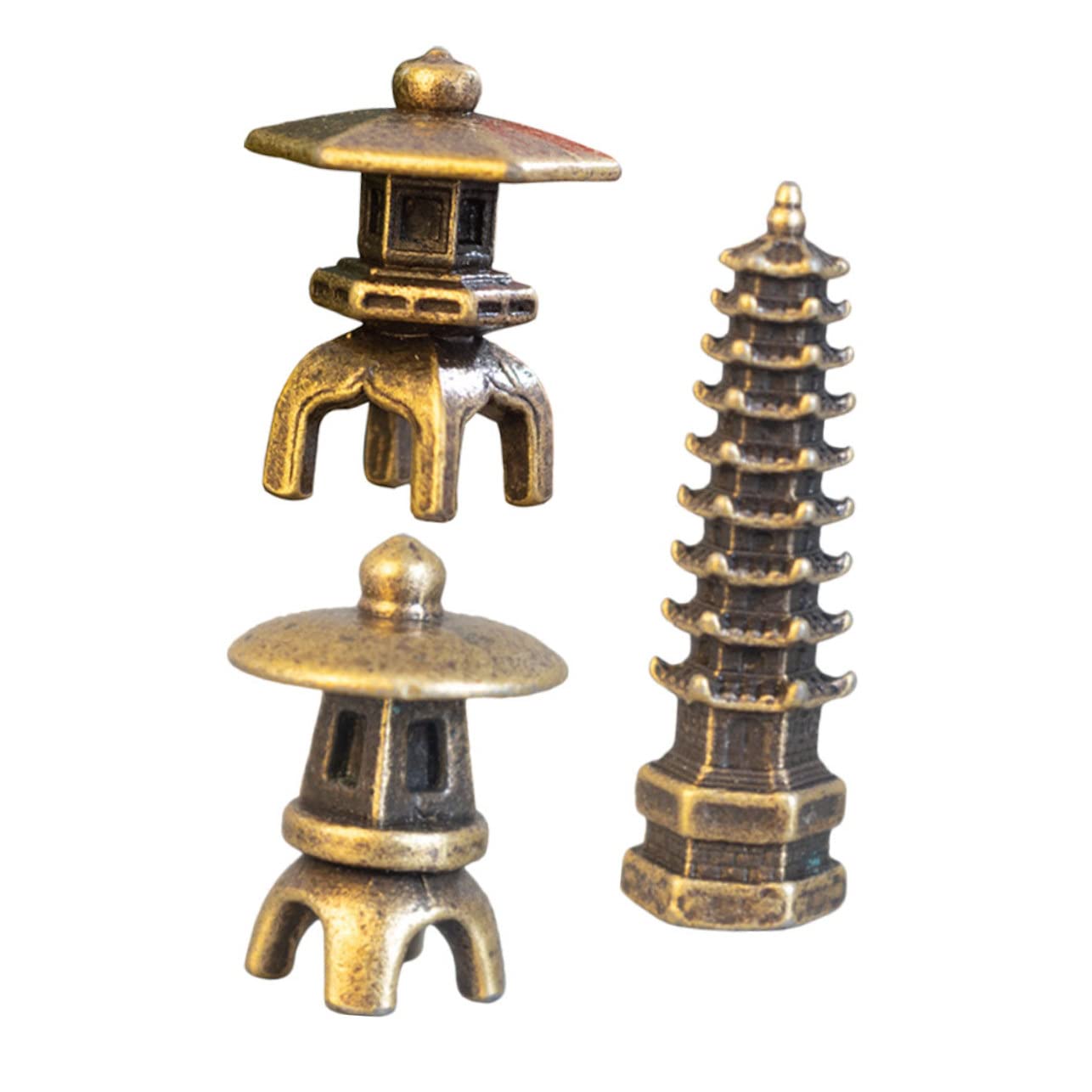 ABOOFAN 15pezzi Mini Tower Pavilions Decor Alloy Zen Garden Fish Tank Ornament Lightweight Landscape Statues for Tabletop and Outdoor Use