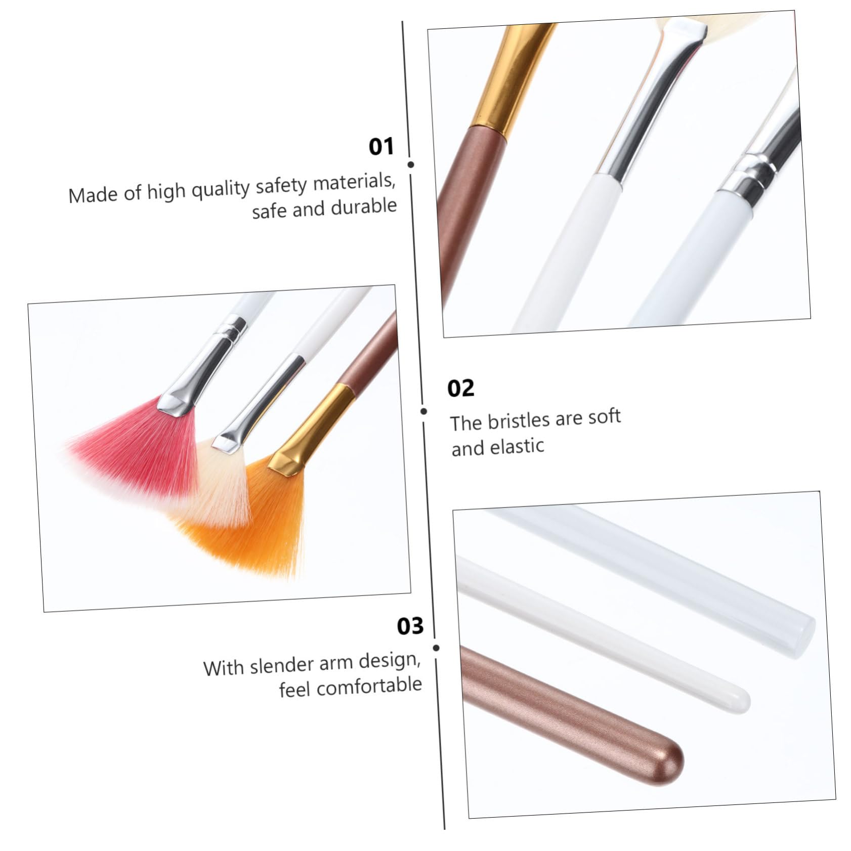 ABOOFAN 15pezzi Spazzole Fan-shaped Per Applicatori Per Illuminante e Blush Per Rosa Per Cosmetici