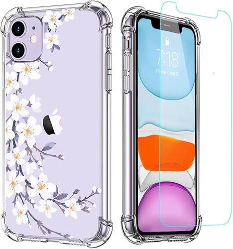 Miniatura 7 de Funda transparente diseñada para iPhone 11 con protector de pantalla, TPU suave a prueba de golpes, funda protectora transparente para mujeres y