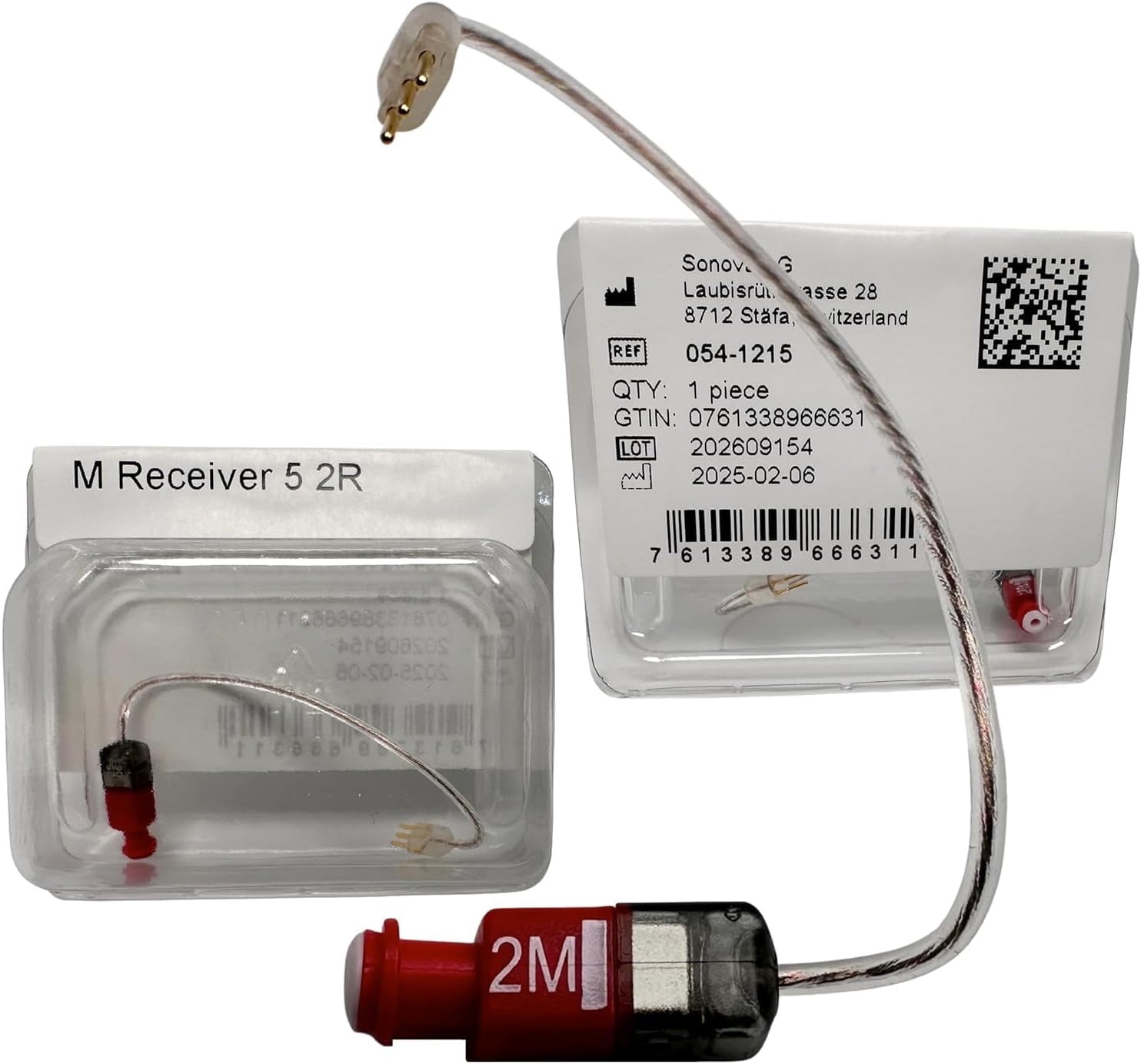 Phonak & Unitron,2MR Receiver (Right) Wire 5.0 for Phonak Hearing Aid, Compatible with Medium Power, Red 1 Count (RED, 2)