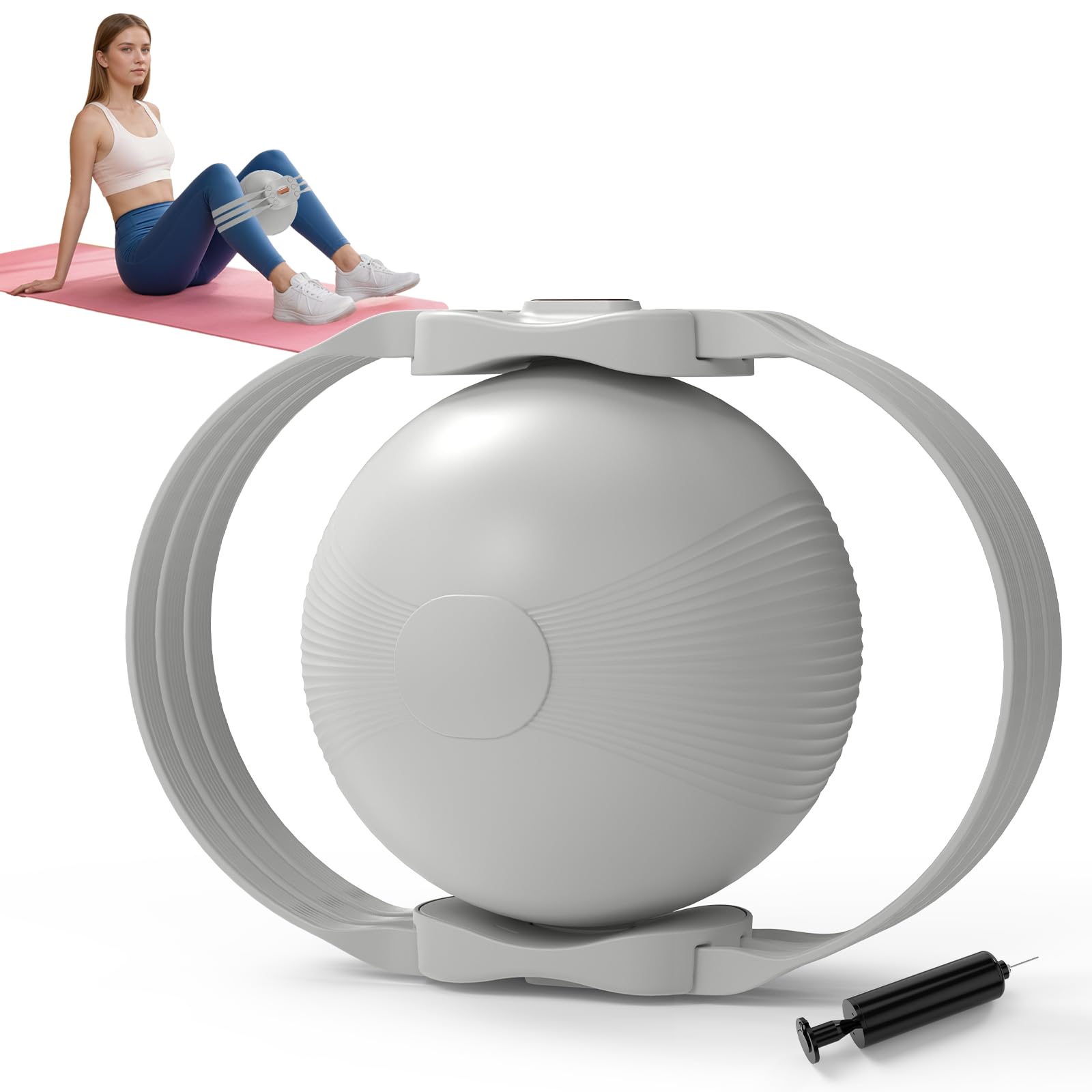 HOTSWEAT Thigh Master, Inner Thigh Exerciser, Thigh Trainer Kegel Exerciser for Women with Adjustable Resistance, Thigh Toner Workout Equipment Pilates Ball for Home Gym (Grey)