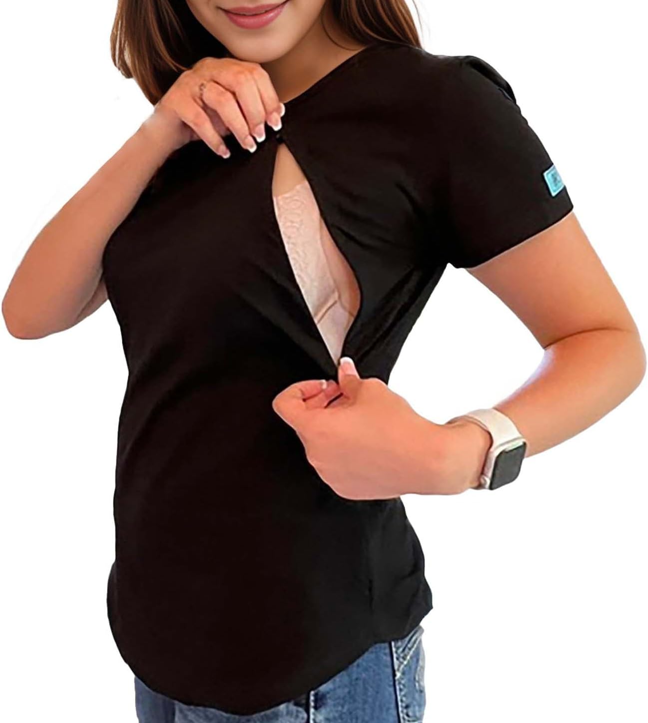 Premium Cotton Nursing Top for Breastfeeding - Comfortable, Stylish T-Shirt with Hidden Zippers