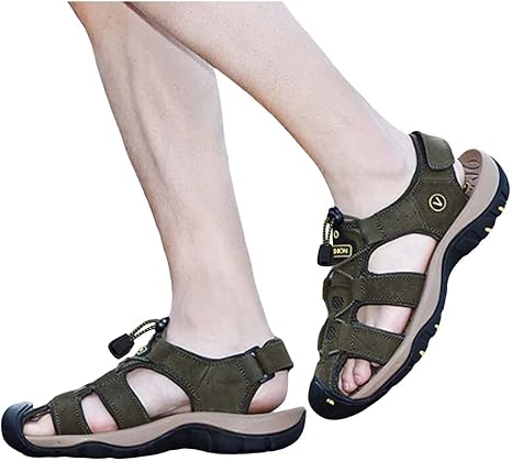 Sandali Uomo Outdoor - In Pelle, Antiscivolo, Asciugatura Rapida - Per Trekking, Spiaggia, Sport - Foto 10