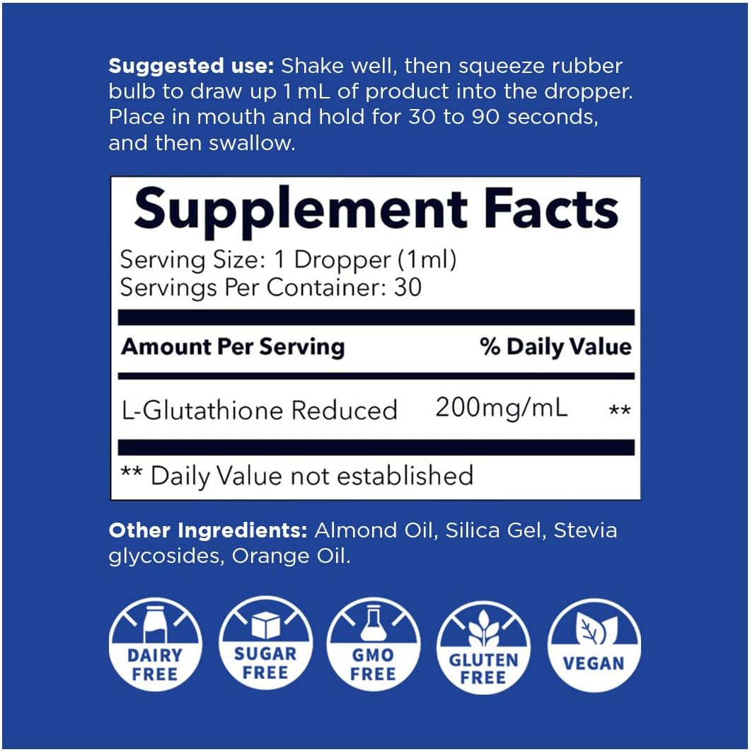 Nano Glutathione Drops by Nanoceutical Solutions, Pharmaceutical Grade Liquid Supplement, Ultra-Efficient Absorption, Up to 8 Times Higher Than Glutathione Capsules | 30 Servings