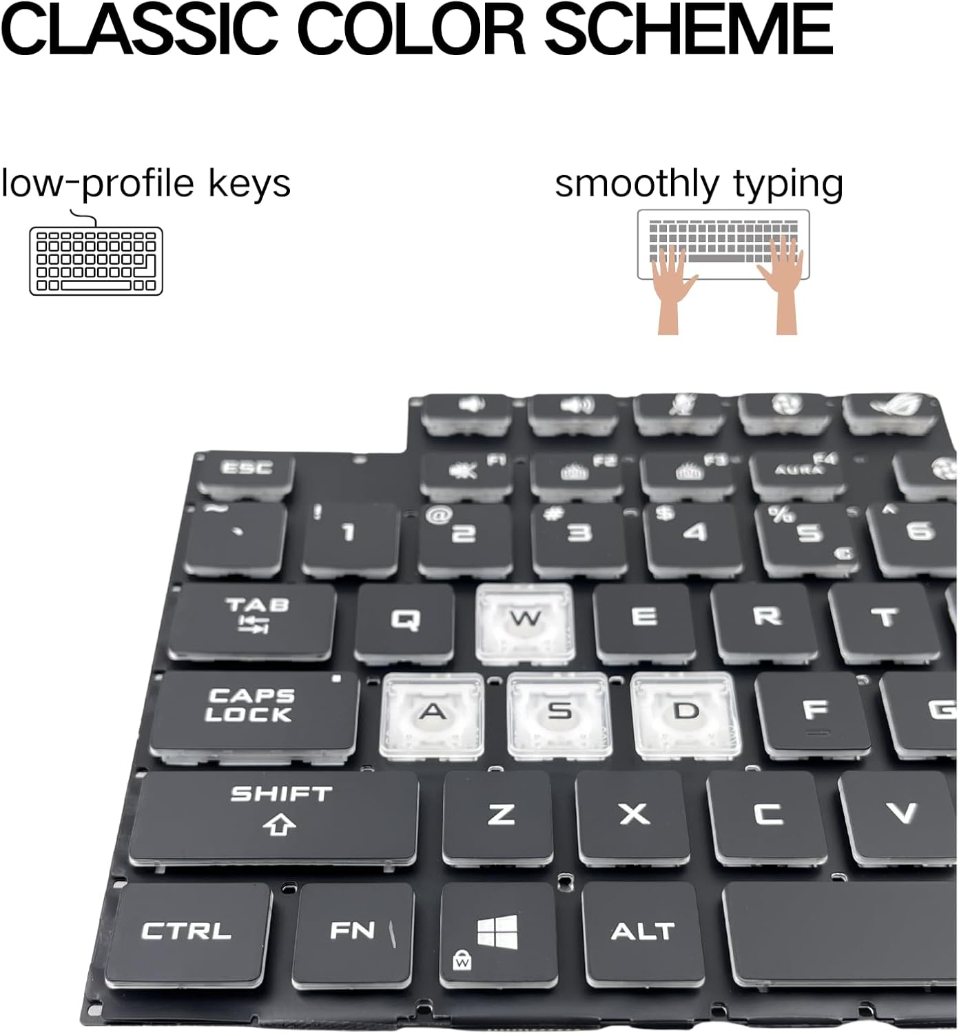 TLBTEK Backlight Keyboard Replacement Compatible with Asus ROG Strix G513Q, ROG Strix G15 Scar 5 2022 G533ZW G533ZM GL543L GL543Q GL543i G513Q G513QM G513QY G513RC G513RM G513RW G513QR G513QE G513IM