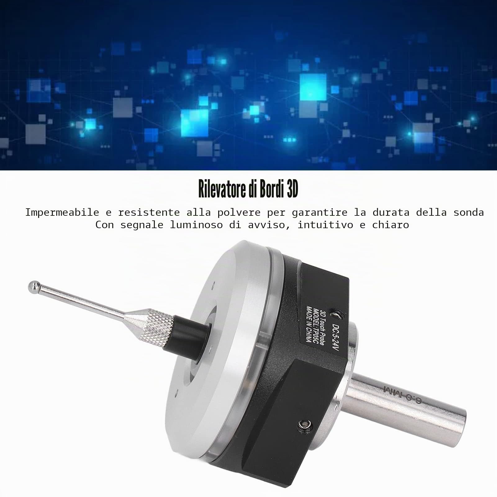 SEAFRONT 3D Finder XYZ Touch Probe Kit Sensore di Misurazione 3D Impermeabile con Gambo 0,24 Pollici e Cavo 6,6 Piedi