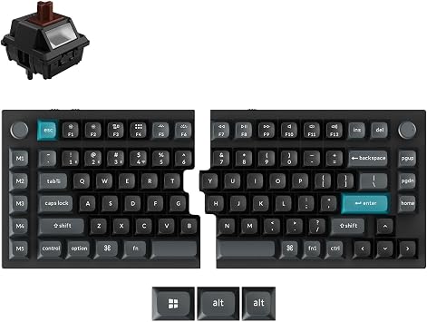 Keychron Q11 Ultra 8K Polling Rate Wireless & Wired Split Ergonomic Mechanical Keyboard, Open-Source 75% Layout Dual Knobs, Aluminum Hot-Swappable RGB Brown Switch for Mac Windows Linux