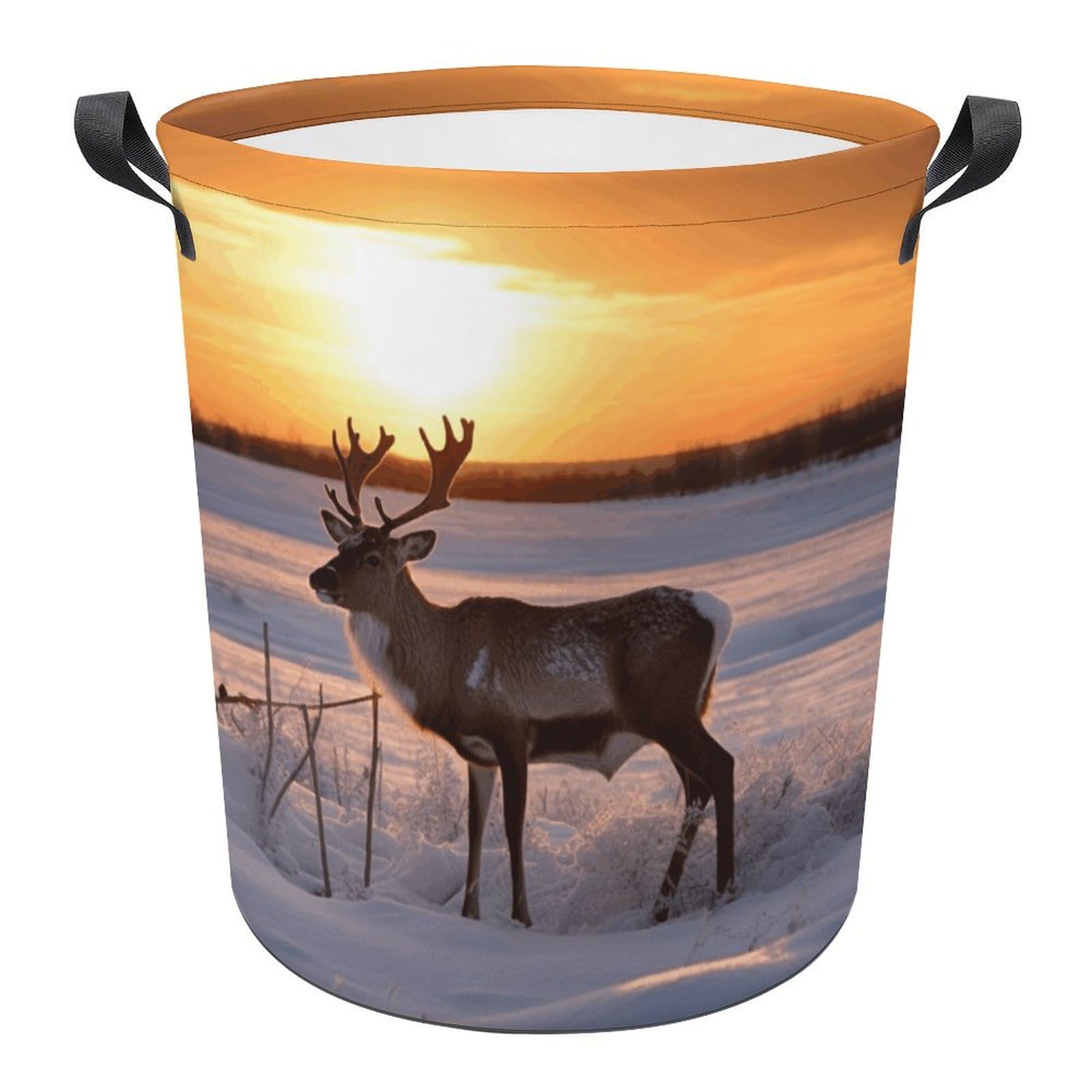 Panier à linge pliable grand format imprimé cerf et nature sauvage