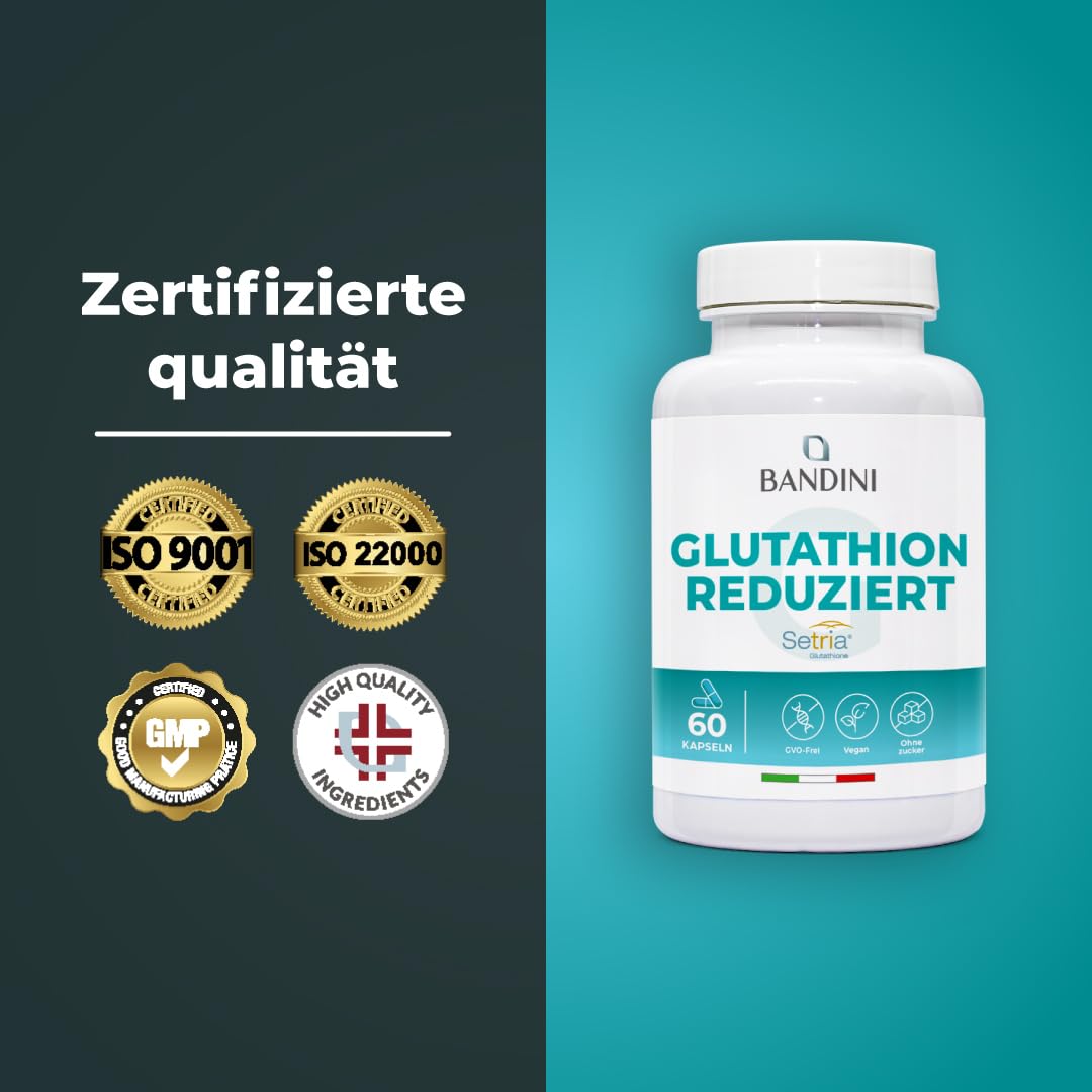 Bandini L-Glutathione Reduced 250 mg | Glutathione Setria Tripeptide:  Glutamic Acid, Cysteine, Glycine | Antioxidant, Immune System, Liver | High  ...