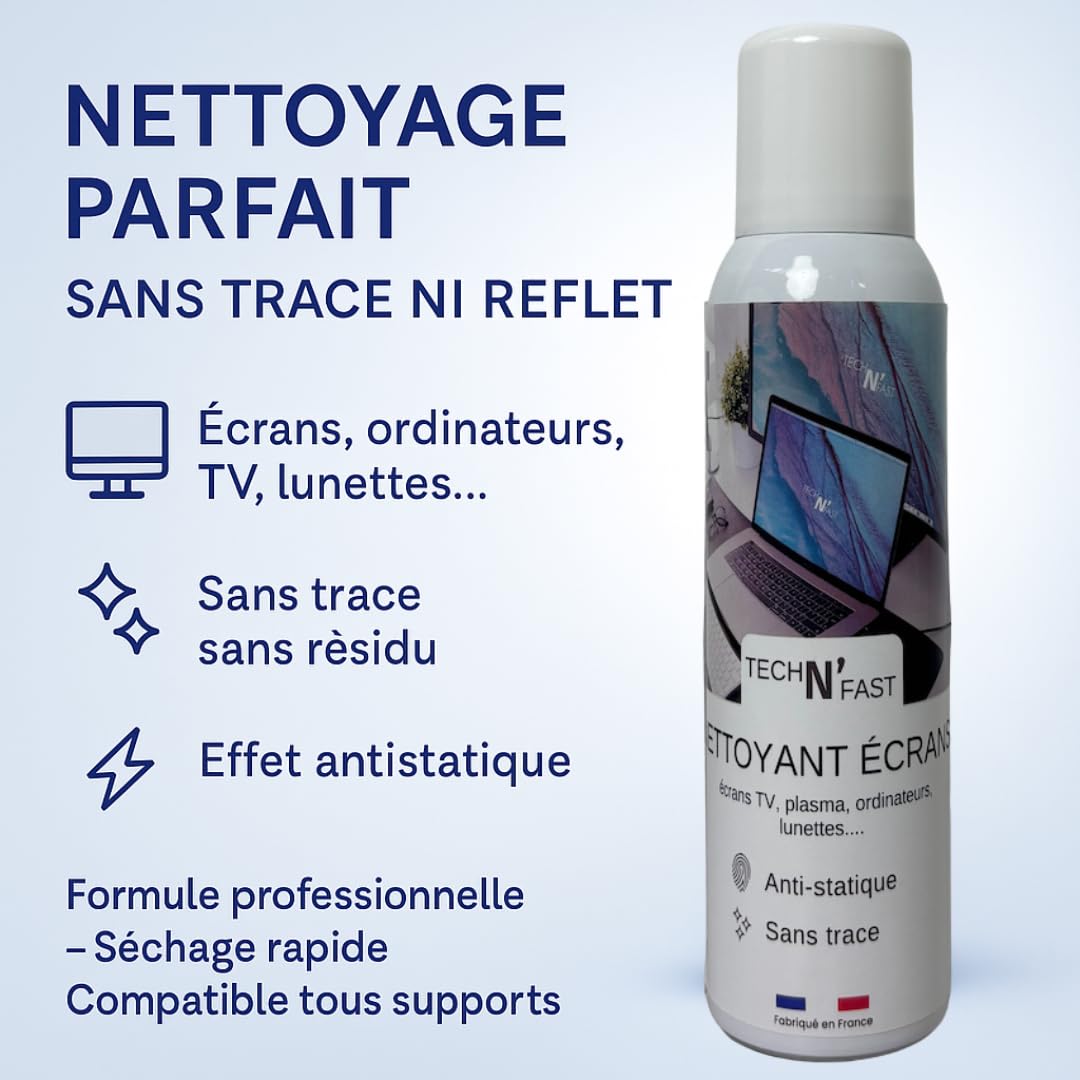 Nettoyant écrans plats et optiques