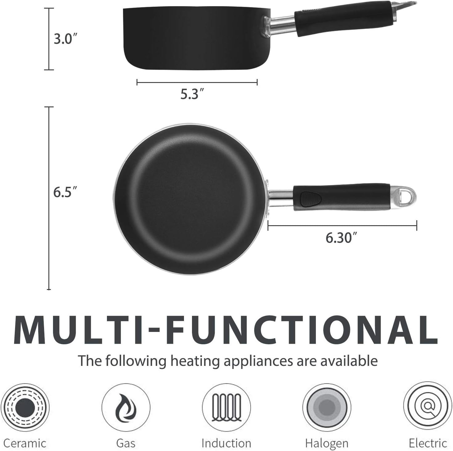 Maxware 1 Quart Classic Professional PFOA Free Non-stick Coating Saucepan with Glass Lid