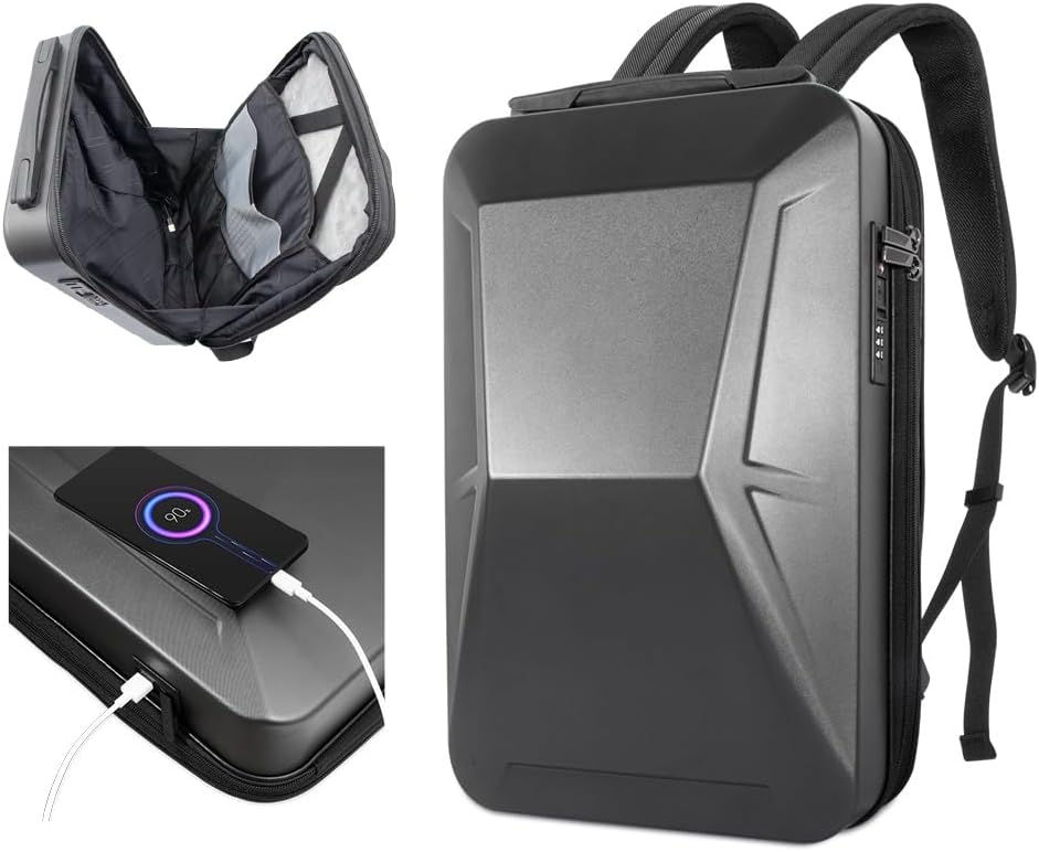 Starlink Mini Backpack Case, 17 Inch Waterproof Anti-Theft Laptop & Travel Backpack with USB Port, Geometric Hardshell Design, Large-Capacity Durable Starlink Mini Bag for Work