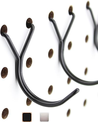 Miniatura 9 de Ganchos de acero para tablero de clavijas, paquete de 100 ganchos en J de 1 pulgada, color negro, no se caen, se adapta a cualquier tablero de