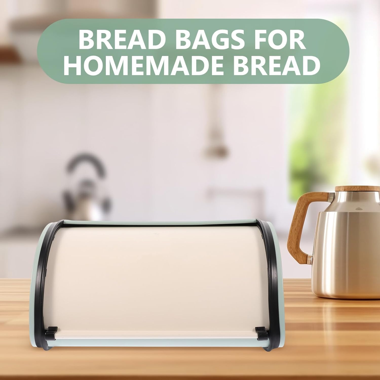 Vintage Metal Bread Box for Kitchen Countertop Iron Roll Top Storage Container for Bread and Dry Food Rustic Farmhouse Style Organizer