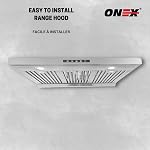 ONEX® OHF85D Kitchen Range Hood Fan 30 inch under cabinet, Stainless Steel Range Hood, hotte de cuisine 30 pouces - 3 Speed Fan, 850 CFM, Soft Touch Control Panel (Stainless Steel)