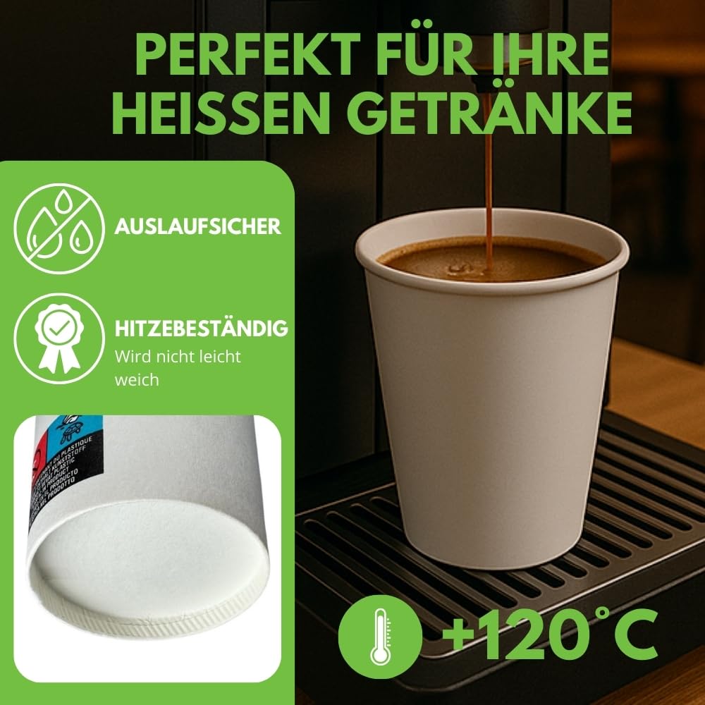 COVR Weiße Pappbecher Coffee to Go, Einweg Kaffeebecher & Papierbecher, für Heiß- & Kaltgetränke, robust und griffig, 18–20 cl (7 oz), 3000 Stück