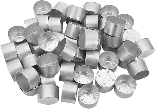 Aislor Tazas de té a granel, latas de velas de candelita, paquete de 50, plata plateada, talla única