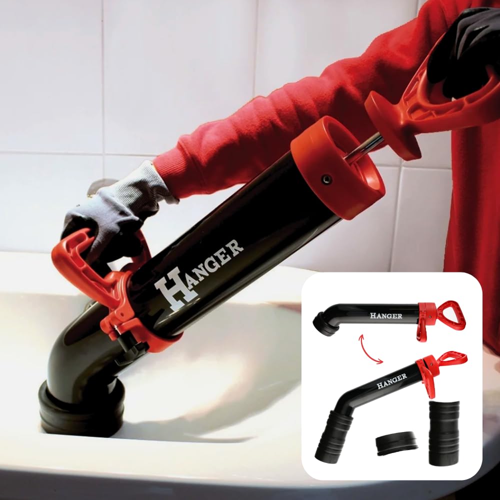 HANGER 121530 Bomba de desatascado Profesional H' Pump con 2 Puntas para fácil extracción de tuberías, Neutro, tamaño estándar