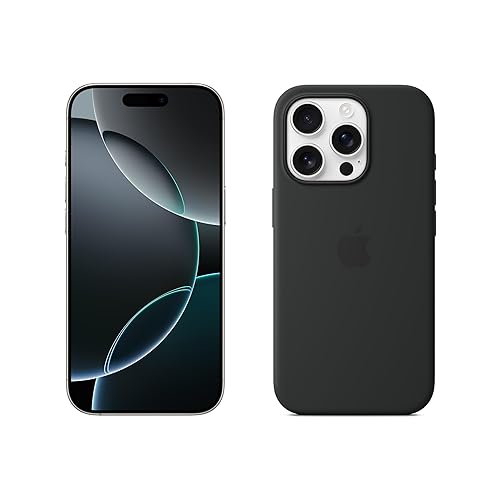 Apple iPhone 16 Pro (1 to) - Titane Blanc + Coque Transparente avec MagSafe - Noir