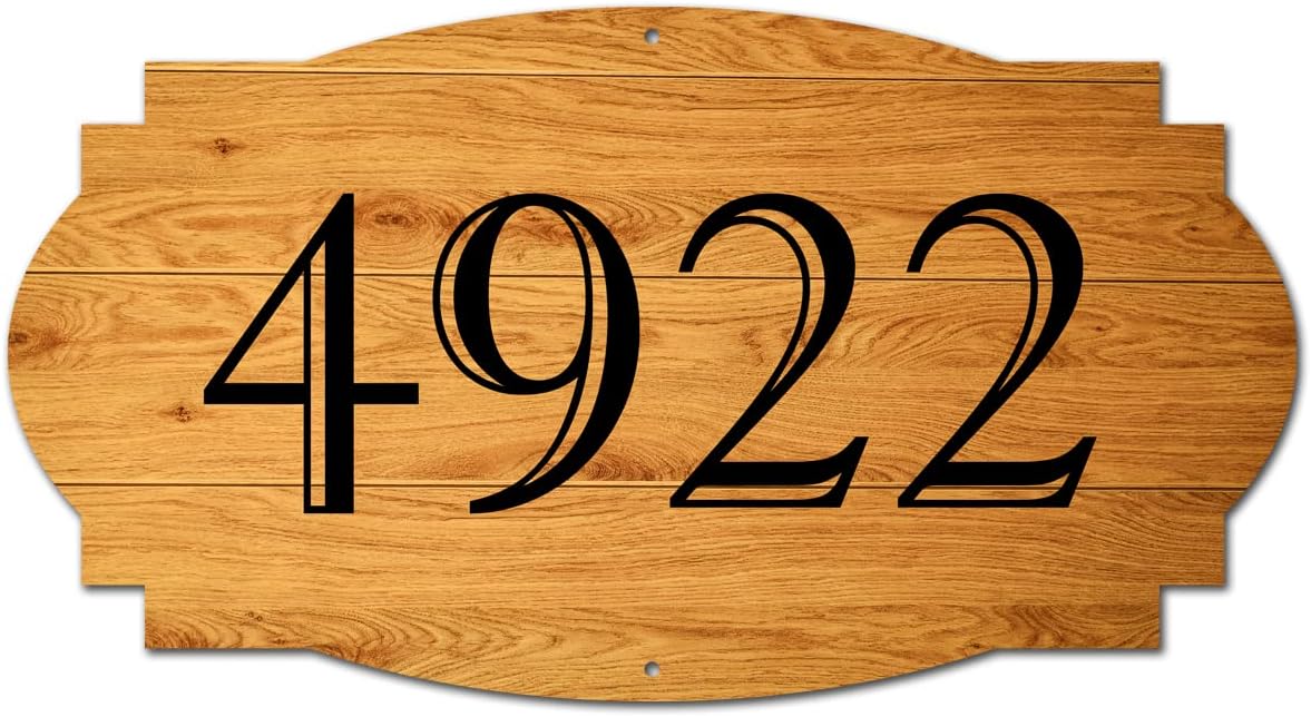 VWAQ Custom House Numbers Plaque Wood Design Address Sign - Single Sided and Reflective Pre-Drilled Holes - AS3S5 Vertical (Black)