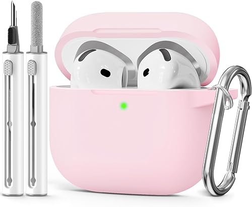 Miniatura 33 de Funda para AirPods 4 2024, viene con kit de limpieza, funda protectora de silicona suave para fundas Apple AirPods de 4ª generación con llavero,
