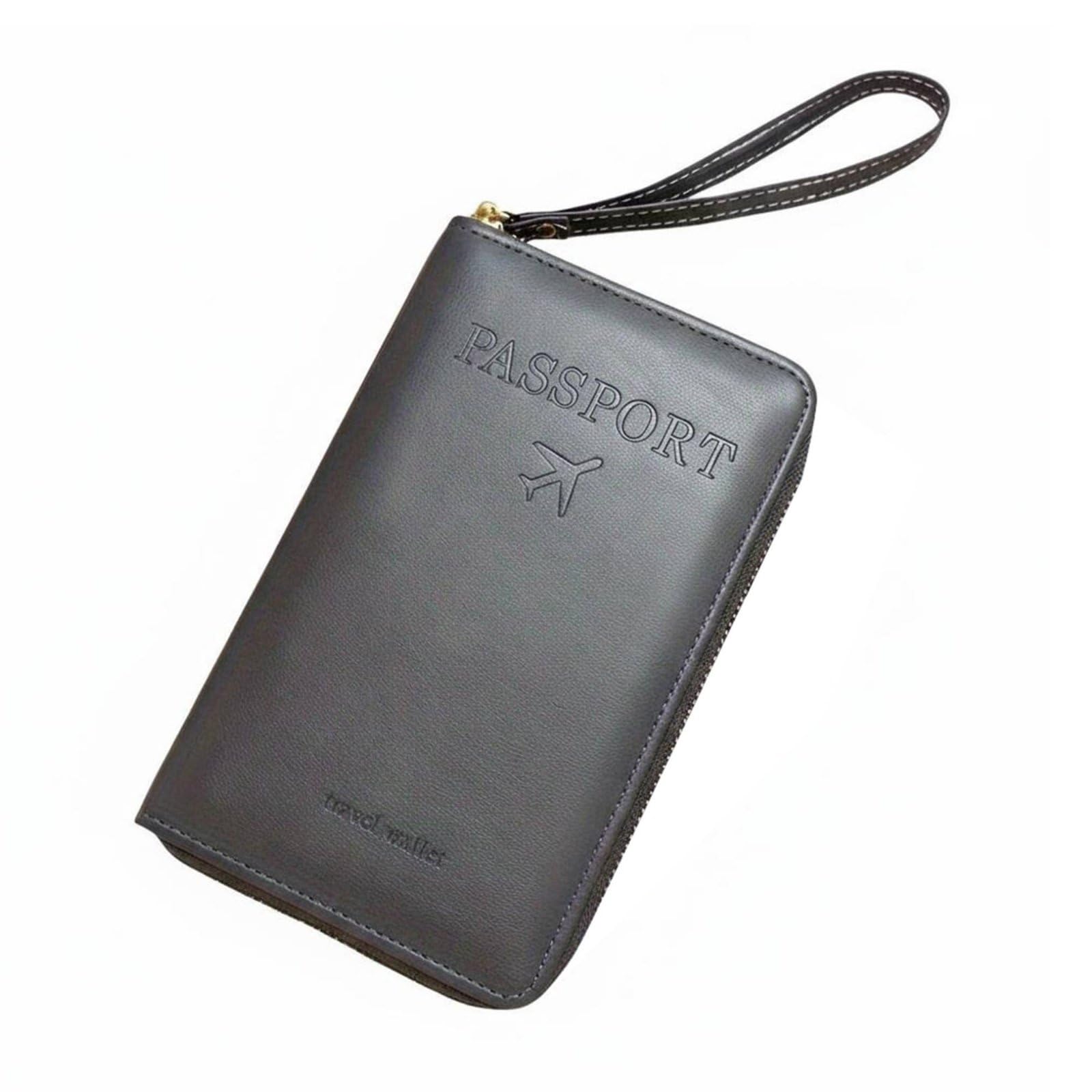 Multi-Functional Contactless Passport Holder Zipper Closure Contactless Blocking Travel Wallet Large Capacity Long Passport Wallet Lightweight for Vacation, Gray|Travel-image-20